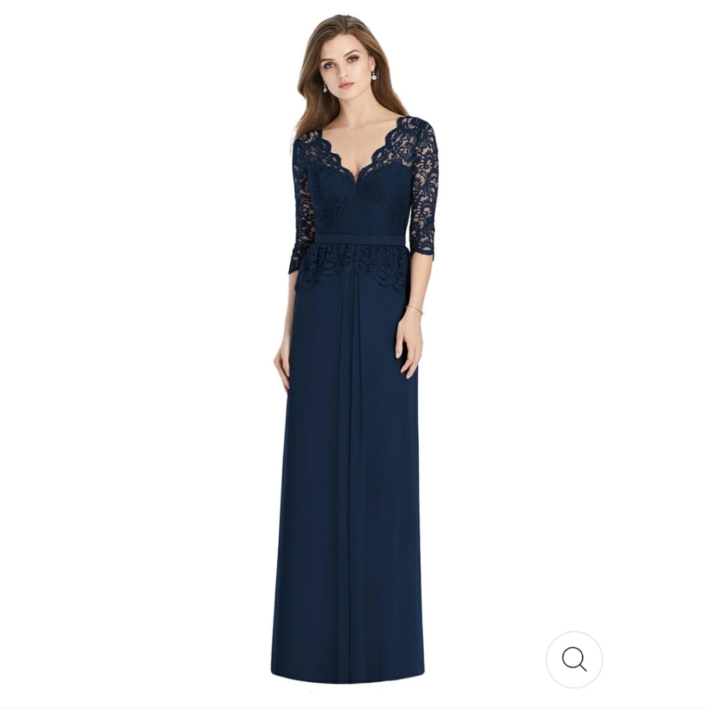 Jenny Packham Lace Peplum Gown In Midnight Navy Style JP1011 Women's 4 N…
